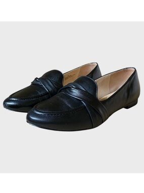 Talbots Women's Ryan Twist Nappa Leather Loafers Size 7 Black Slip-On Flats